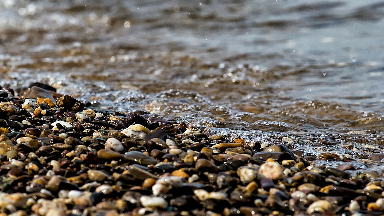 pebbles, coast, river